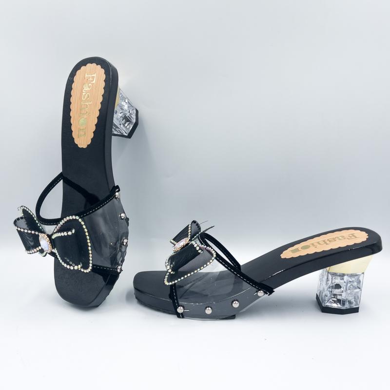 Guốc gỗ 7p cách tân, dép gỗ cao gót nữ đá pha lê viền đồng Kim Linh, guốc mộc 7cm đóng quai nơ lấp lánh dự tiệc, đám cưới, mặc áo dài, bà ba, váy dạ hội, suit, quần ống loe, ống suông