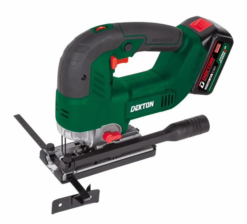 Máy cưa lọng dùng pin Dekton M21-CS120BL Cắt nghiêng 45 độ, cắt tối đa trên gỗ 120mm. Có công tắc điều chỉnh được tốc độ. 0
