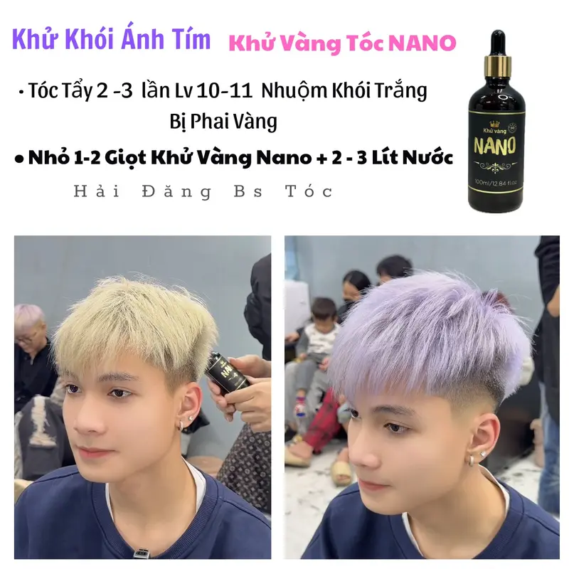 KHỬ VÀNG TÓC NANO - 100ml ĐẬM ĐẶC - Siêu Mạnh ( 1 Lọ Dùng 2 Năm ) - Hỗ Trợ Khử Các Nền Tóc Tẩy Phai Ra Vàng . 2