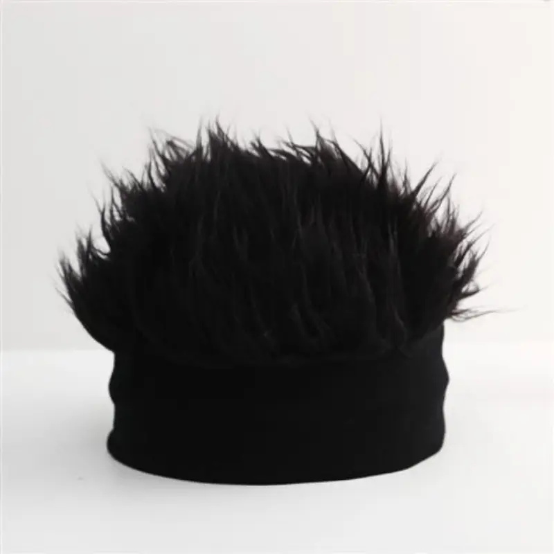 Topi Wig Pria Topi Unik Wig Rambut Cosplay Topi Pria Wanita Rambut Palsu Topi Wig Rambut Korea Pendek Gaya Retro Hip-Hop 8