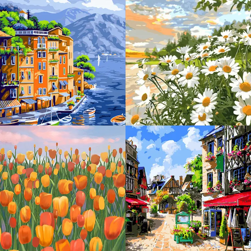 40x50 Canvas Paint By Number Kit Painting By Numbers DIY Lukisan Seri Q Scenery 0