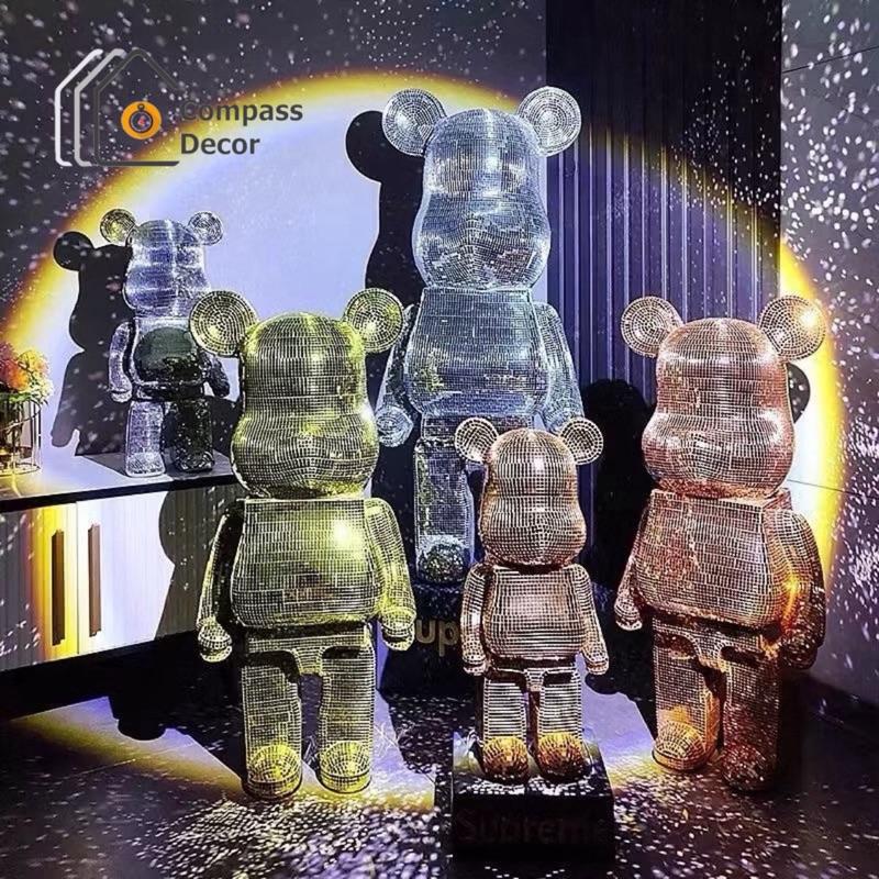  Gấu BearBrick Bụng Phệ Mạ Điện Trơn 80CM Mô Hình Gấu BearBrick Decor - trang trí nhà cửa,sang chảnh Decor Phòng Đồng 