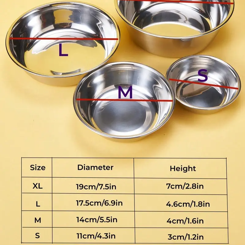 Stainless Steel Pet Feeding Bowl, 1 Count Pet Water Drinking & Food Bowl, Pet Supplies for Dog & Cat 1