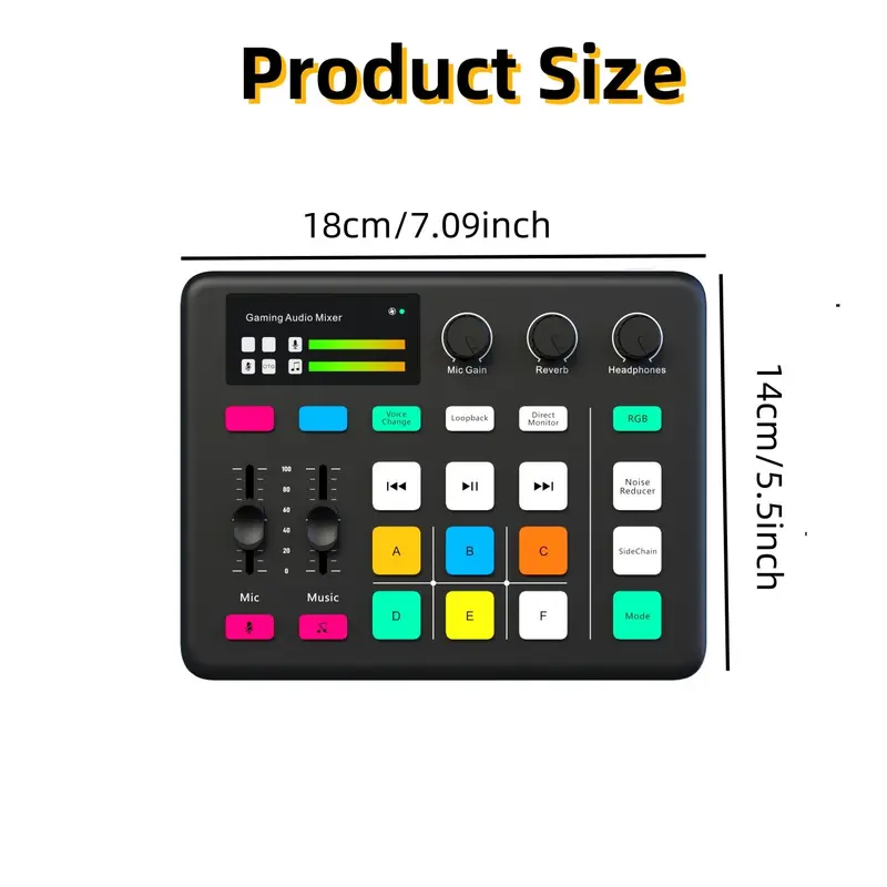 G1 Audio Mixer, Sound Card with RGB Lamp, XLR interface, 6 Custom Sound Effects, Live Sound Card with Various Sound Effects for DJ & VJ 1
