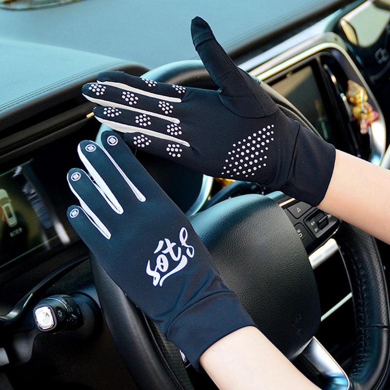 Women's Letter Print Sun Protection Gloves, Breathable Non-slip Gloves for Cycling, Sports Gloves for Women & Girls 7
