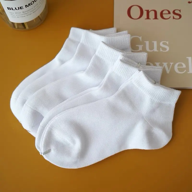 Tomas 12pairs 4-5yrs Children's pure white socks, cotton boys, girls, spring, autumn and winter, thin middle, large children, primary school sports socks Ankle Plain