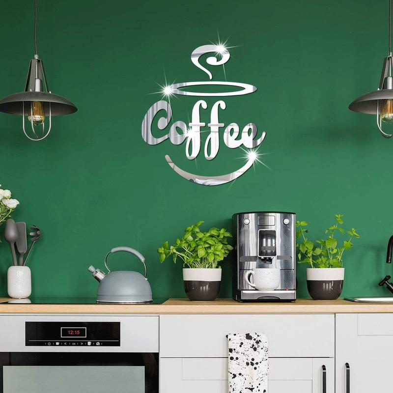 Miếng Dán Tường Acrylic Đồ Trang Trí Gương Tiếng Anh, Màu Cà Phê, Cho Nhà Bếp Và Phòng Ăn, Miếng Dán Nền Tường, Đồ Trang Trí Decor Decal Decor Phòng dán Đồng 0