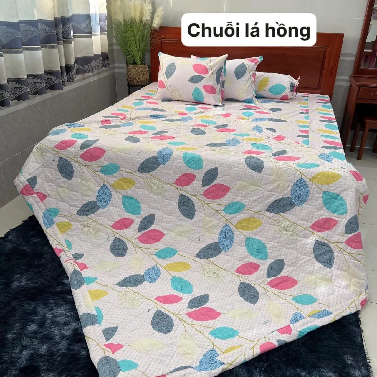 Bộ ga vải cotton thắng lợi chuỗi lá 4 món
