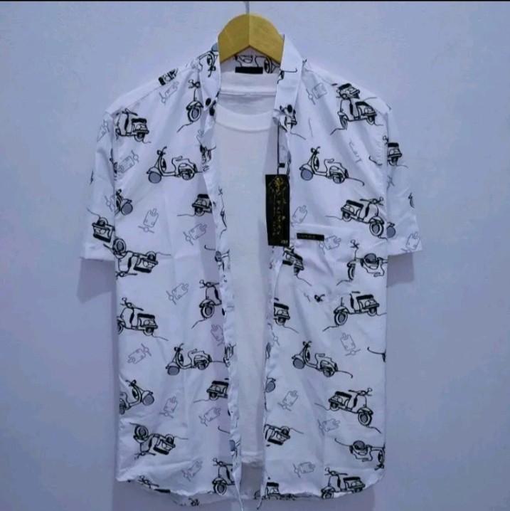 KEMEJA MOTIF PRIA BOYI TOP MAN LENGAN PENDEK KASUAL DISTRO KERJA. Standar Surfing Hem 4