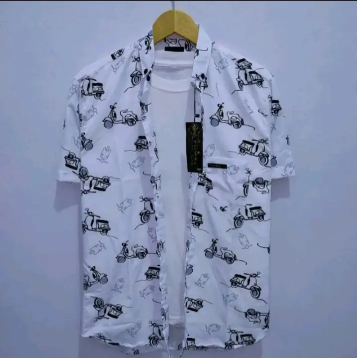 KEMEJA MOTIF PRIA BOYI TOP MAN LENGAN PENDEK KASUAL DISTRO KERJA. Standar Surfing Hem 3