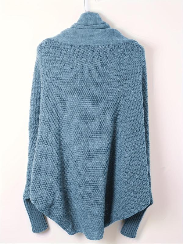 Women's Plain High Low Hem Batwing Sleeve Cardigan, Casual Long Sleeve Open Front Knitwear for Fall & Winter, Women's Knit Clothing for Daily Wear 5