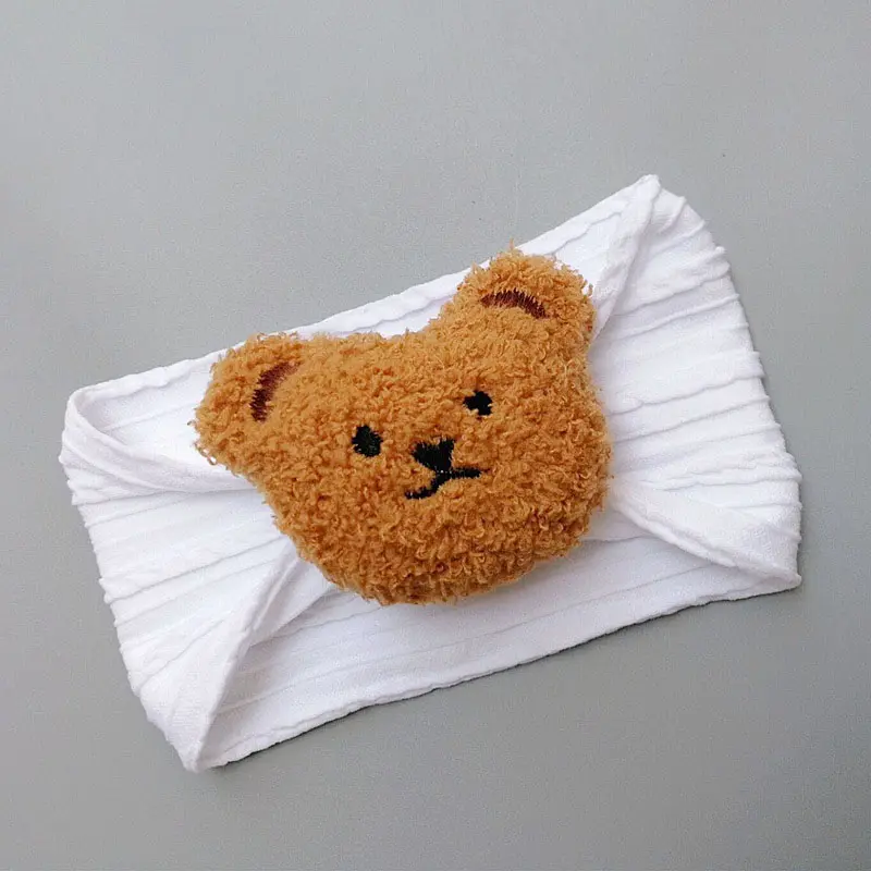 Băng Đô Em Bé Dễ Thương, Gấu Hoạt Hình, Dây Buộc Tóc Nylon Co Giãn Cho Trẻ Sơ Sinh, Trẻ Sơ Sinh, Bé Gái, Bé Trai, Khăn Xếp Rộng, Mũ Đội Đầu, Phụ Kiện Tóc Cho Trẻ Em 6