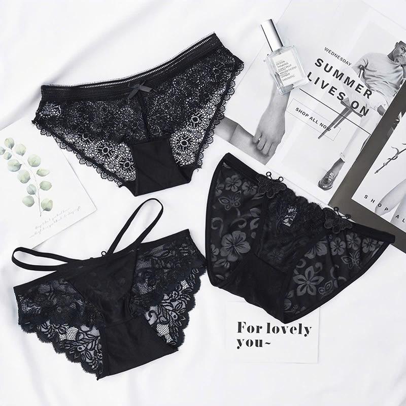 A33 - Set 3 Quần Lót Đen Nữ Ren Mix Mẫu Khác Nhau Women
