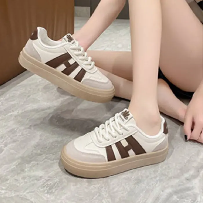 Giày thể thao đế cao Chất liệu da phối màu mềm êm siêu nhẹ hottrend 2023 2