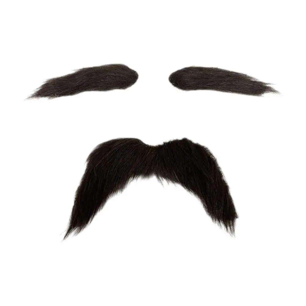 2x Fake Mustache and Fake Eyebrows Dress up Decorations Costume Accessories for Performance Carnival Christmas Party Role Play