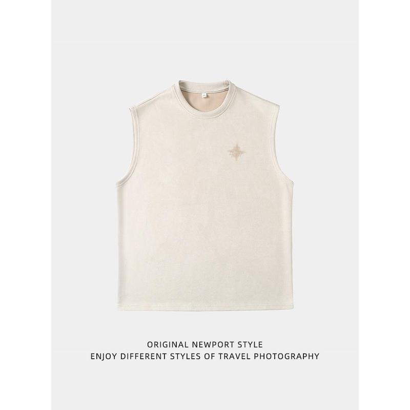 Lotin Suede Thin Sports Vest Men's 2024 Summer New Sleeveless T-shirt American Letter Printed Casual Waistcoat 4