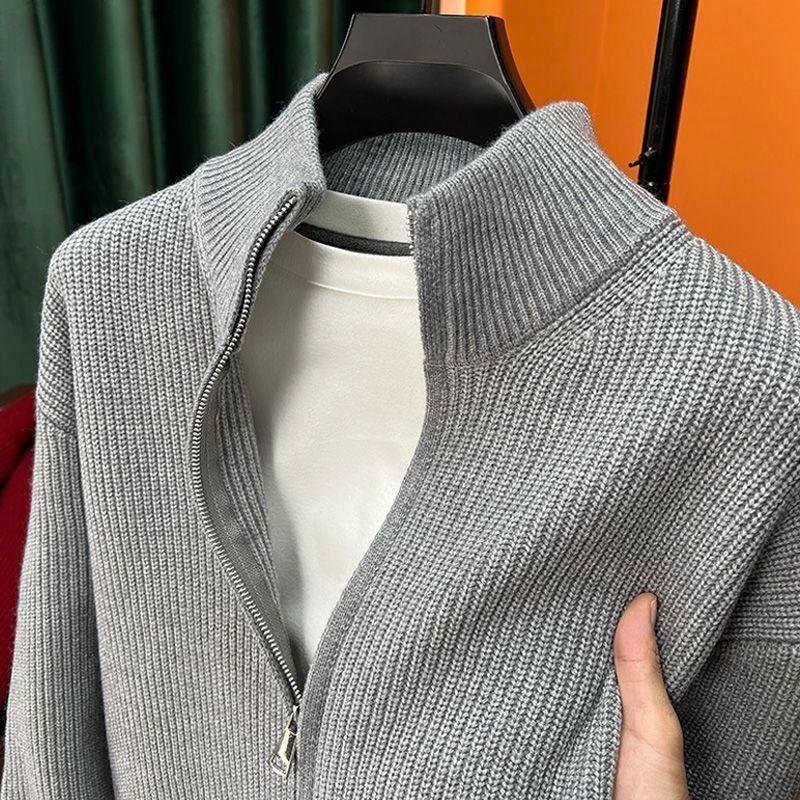 Product Introduction of Áo Len Dày, Phong Cách Hàn Quốc, Cổ Chân Đế Dành Cho Nam Giới, Áo Cardigan Tối Giản Cleanfit, Tay Áo Dài, Phong Cách Thường Ngày Dây Kéo Đôi, Áo Dáng Rộng 6