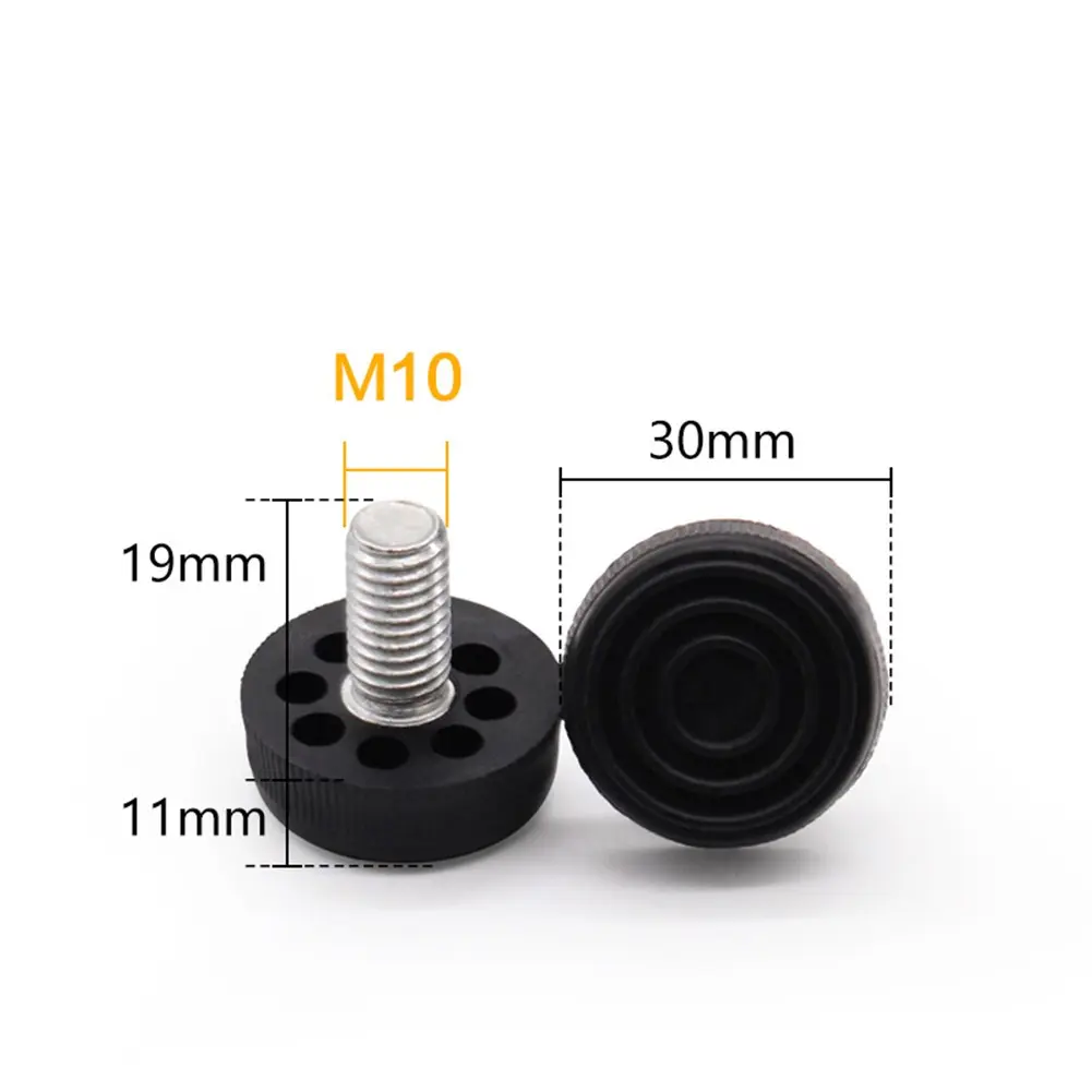 Adjustable height foot, plastic base, 10 Pack Screw in