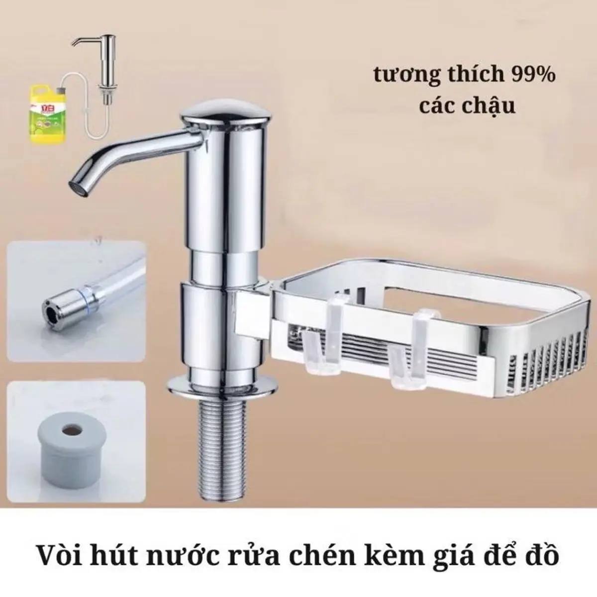 Vòi Hút Nước Rửa Chén Bát Kèm Giá Đỡ ABS Gắn Bồn Rửa Bát Kèm Ống Hút Silicol Dài 1m2