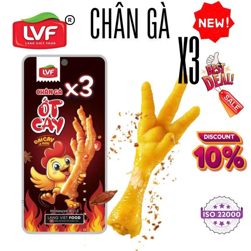 Product Introduction of chân gà x3 ớt cay cua làng Việt food đưoc sản xuất tại Việt nam hạn sử dụng 9tháng kể từ ngày sản xuất 6