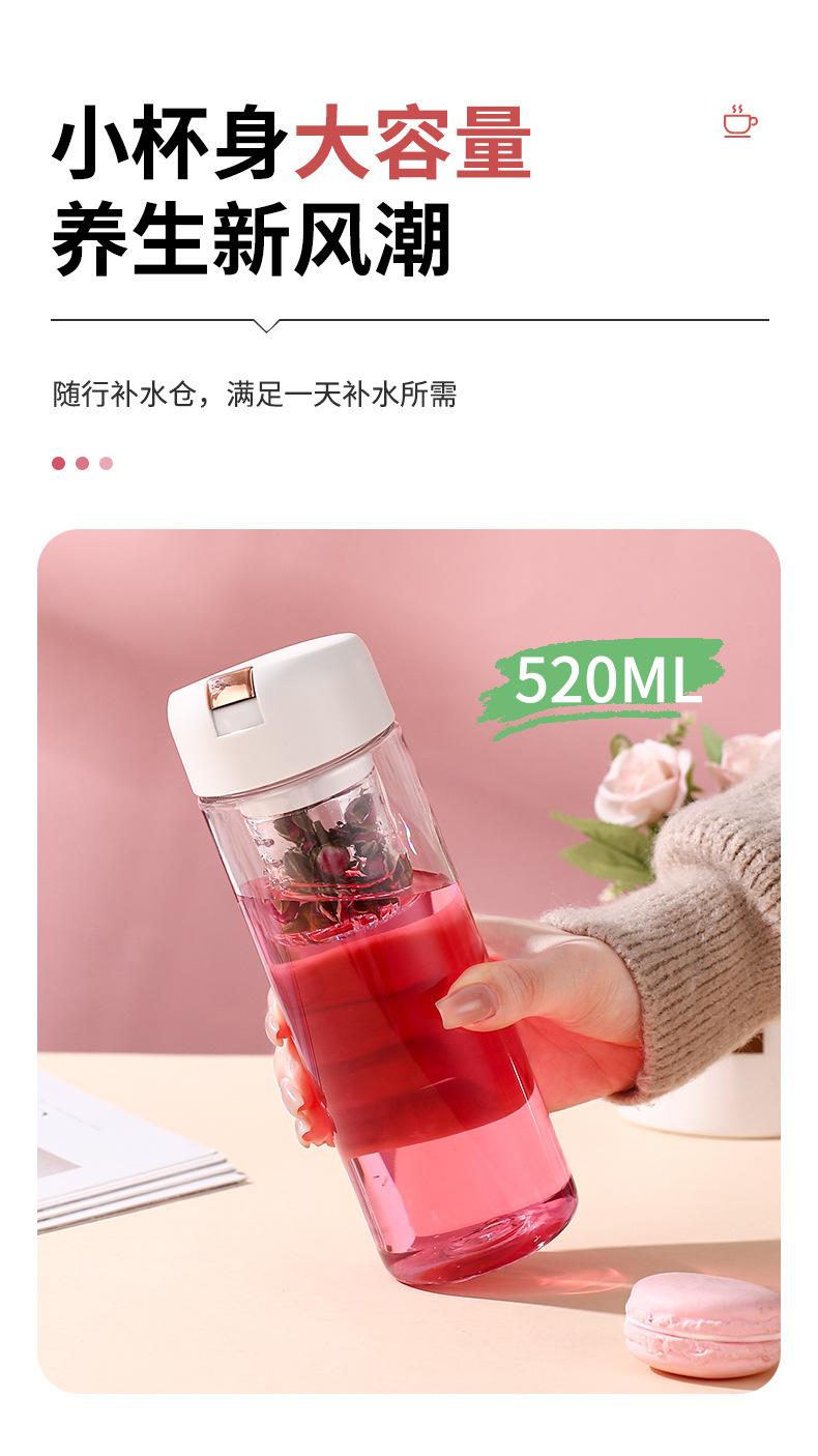 Product Introduction of 2025 Summer High-Value Women's Flower Tea Cup with Tea-Water Separation, Large Capacity, High Temperature Resistant, Magnetic Plastic Water Cup 6