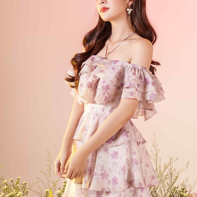 TIELA Đầm váy hoa trễ vai tầng -Flossy Dress 3