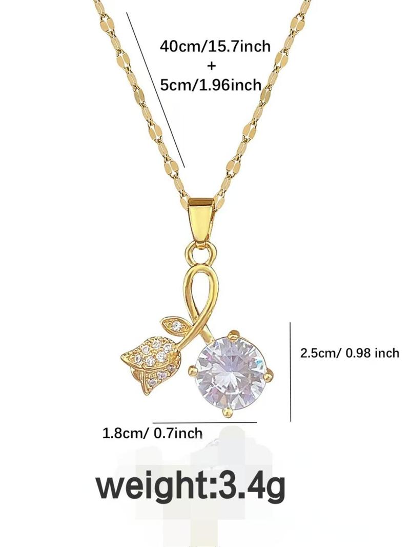 Product Introduction of Artificial Zircon Decor Pendant Necklace for Women, Elegant Necklace for Gift, Fashion All-match Accessories for Daily Wear 1