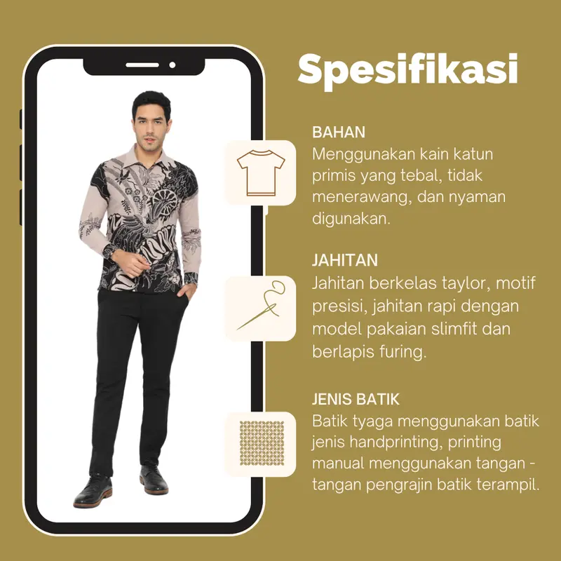 Kemeja Batik Slimfit Lapis Furing Premium 1159 Tyaga Batik 4