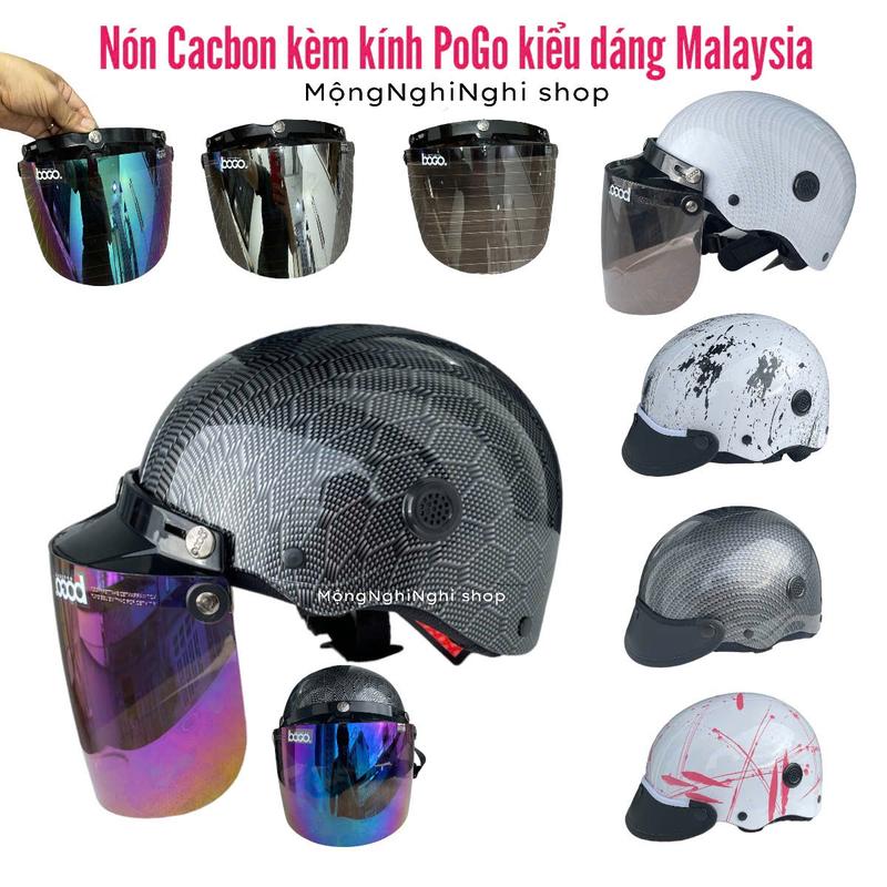 ( Kèm kính Pogo ) Nón Bảo Hiểm CACBON , Bảo Hành 12 Tháng Chất Liệu Nhựa ABS ,( 8 Ốc SaLaYa )CTy TNHH Camry Helmet Đội Đầu Phụ Kiện mubaohiem nuada
