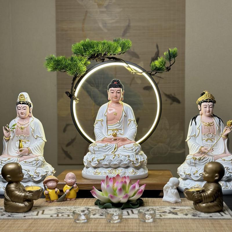  Bộ Tượng Tây Phương Tam Thánh A Di Đà Đại Thế Chí Quan Thế Âm sơn bóng cao 30cm - Tuệ Nga 