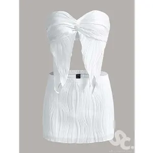 SHEIN Set Twist Front Tube Top & Bodycon Skirt