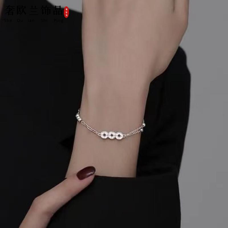 Product Introduction of Hot-Selling New Arrival, Concentric Money Sterling Silver Bracelet, Chinese Blessing Bracelet, Female, Simple Daily, Good-looking, Student Girlfriends Bracelet, Mori Girl Bracelet, Office Worker, Simple and Elegant 8