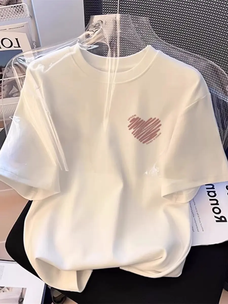 Áo thun ngắn tay màu trắng nửa tay nữ thiết kế mới được ưa chuộng mùa hè chất cotton dáng rộng 2025
