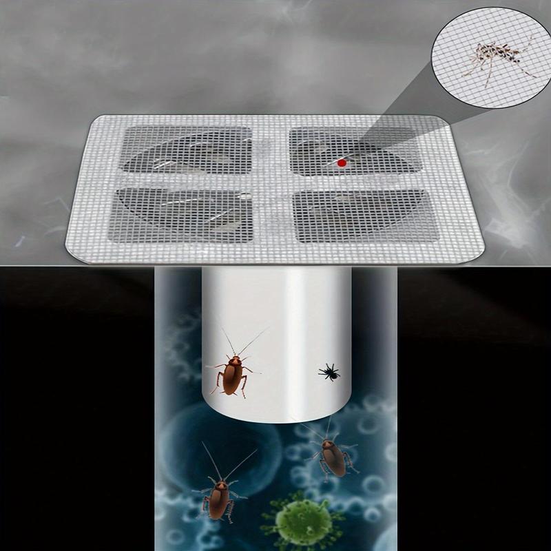 Product Introduction of Disposable Shower Drain Hair Catcher, 50pcs/set Disposable Drain Strainer Cover for Shower, Floor Sink Filter Mesh Sticker, Bathroom Accessories 14