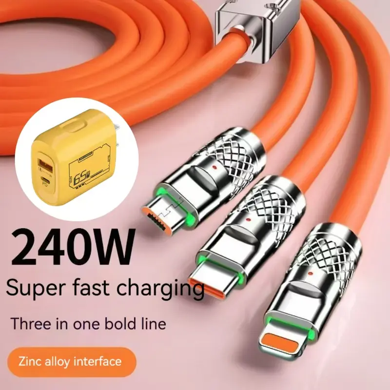 Bộ sạc siêu nhanh, 65W, cổng kép, cáp sạc ba trong một 0