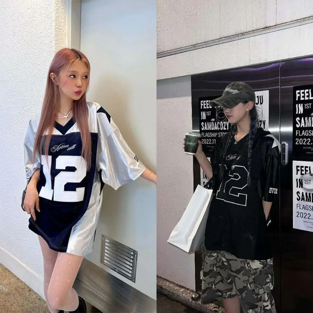 American Retro V-Neck Printed Football No. 12 Jersey Short Sleeve T-Shirt Large Size Unisex Summer Black Loose Casual Top Hot Trends 2025