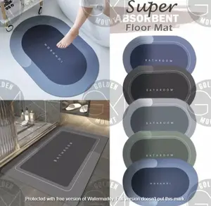 Keset Kaki Diatomite Anti Slip Serap Air Oval/Kotak Random