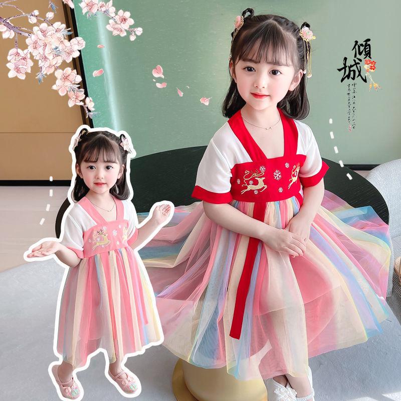 Product Introduction of Hanfu Girl's Thin Dress Tang Suit Summer Chinese Style Baby Children's Clothing 5