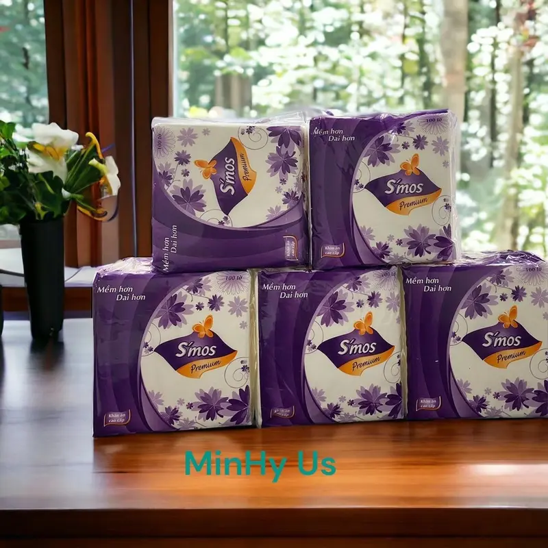 [Free Ship] Combo 5 gói giấy vuông S'mos Premium chính hãng Minh Quân Giấy Ăn Khăn Giấy 0