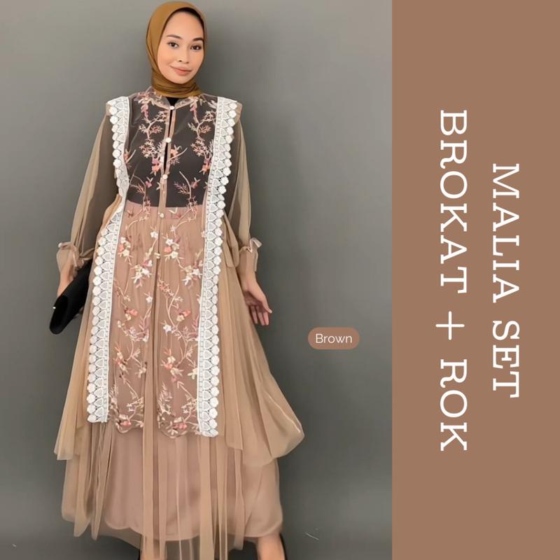 CLOTIVA Maliaa Set Brokat ( Baju + Rok ) Dress Gaun Casual Formal Lebaran Baju Hari Raya Kondangan Premium Quality 7