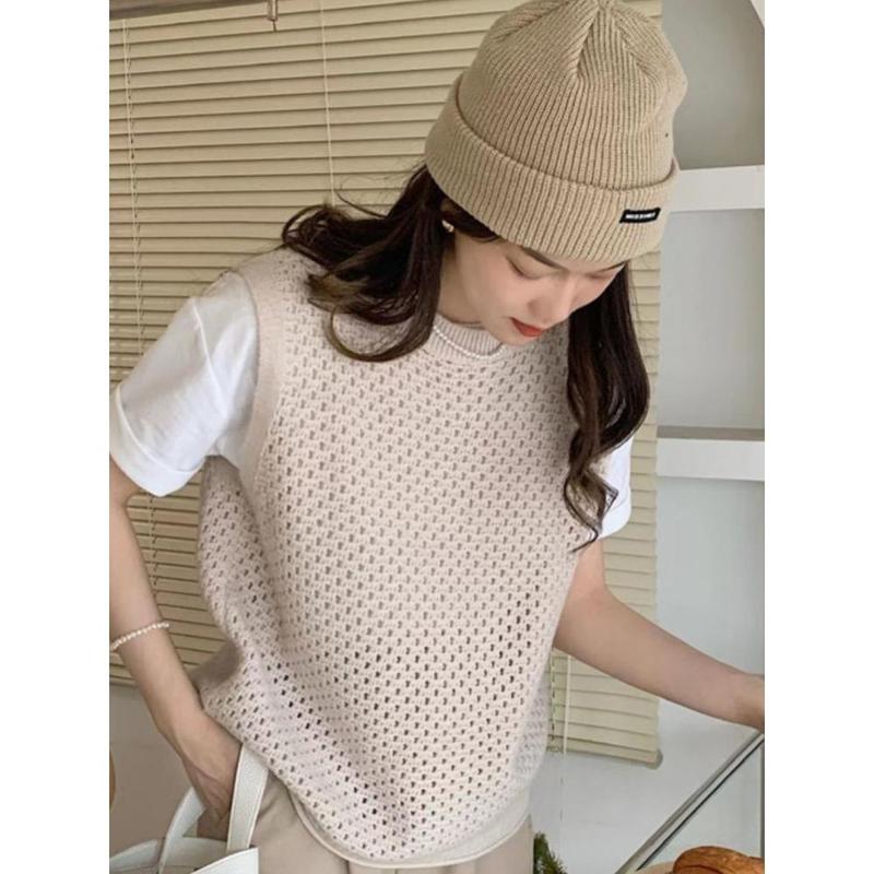 Product Introduction of Áo Len Nữ, Áo Vest Rỗng Màu Trơn, Đa Năng, Dệt Kim, Đơn Giản, Mỏng, Cổ Chữ O, Thời Trang Retro, Dáng Rộng, Ulzzang, Streetwear 15