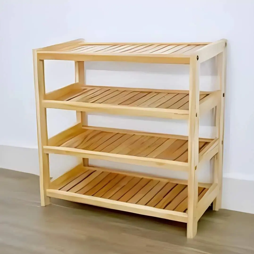 Kệ dày dép gỗ cao su ngang 3 tầng -4 tầng ngang 60 cm