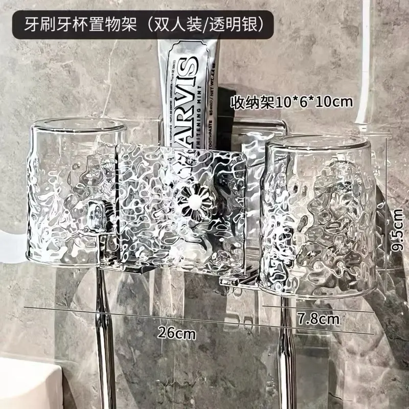 Kệ Để Bàn Chải Kem Đánh Răng Kèm Cốc , Giá Để Bàn Chải Dán Tường , Kệ Để Đồ Đa Năng Trong Suốt 6