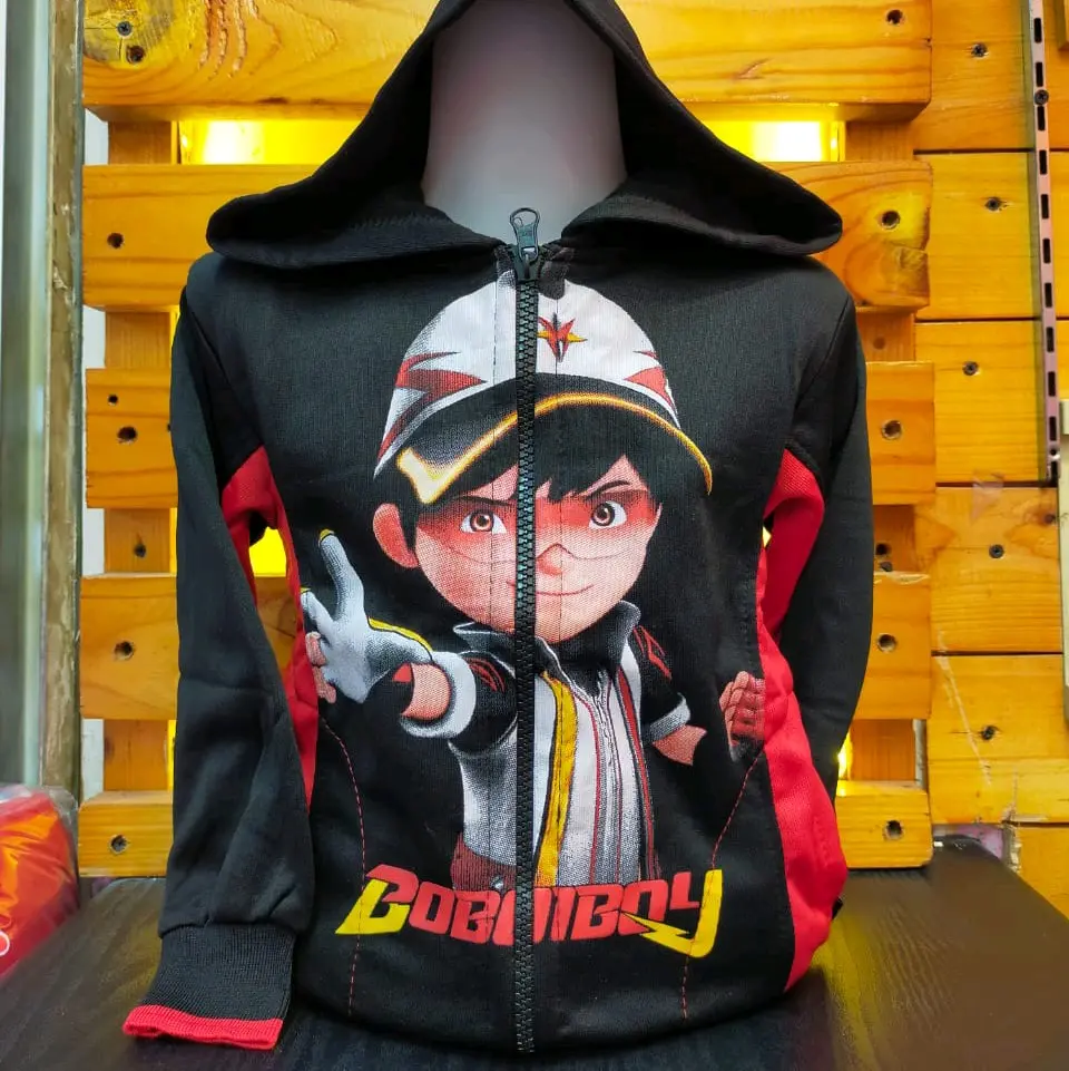 Jaket Anak Laki-laki Karakter BoBoiBoy Supra Black Bahan Fleece - Kids Jacket