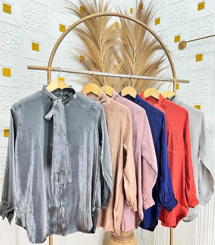 Atasan Kemeja Shimmer Premium Tali Pita Depan Wanita [KHANAYA] Variasi Top 2