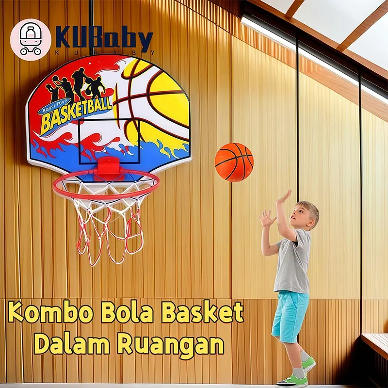 IKUBABY Mainan Anak Ring Basket Bola/Mainan bola basket berusia 2-13 tahun/olahraga dan kebugaran 0