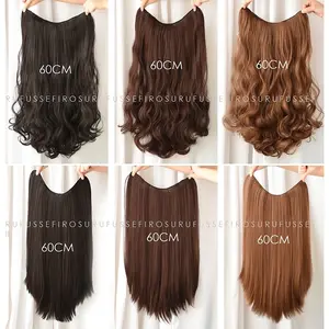 RSW HAIR CLIP RAMBUT PALSU WANITA RAMBUT SAMBUNG KOREA BIG LAYER HAIR FLIP U SHAPE MODEL LURUS CURLY MERMAID WAVE 45CM 60CM Coklat Hitam Hairclip tahan panas