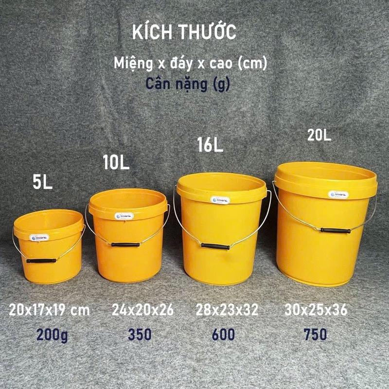 Product Introduction of Xô nhựa tròn kiểu thùng sơn, dùng đựng nước đựng gạo, nhựa PP màu trắng, vàng (KHÔNG NẮP) - Phương Trang 21