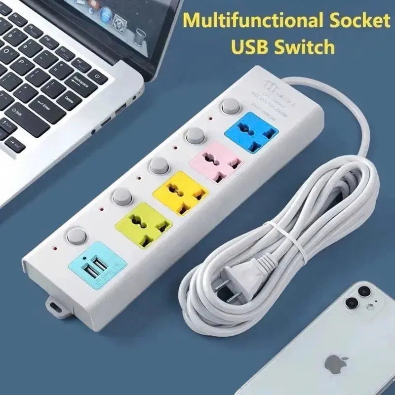 Ổ CẮM ĐIỆN dây 4met;    4 ổ cắm và 2 cổng USB để sạc điện thoại.   Sạc SIÊU NHANH công suất 2,4A ( trong khi đó sạc ip16 chỉ có 1A ) 1
