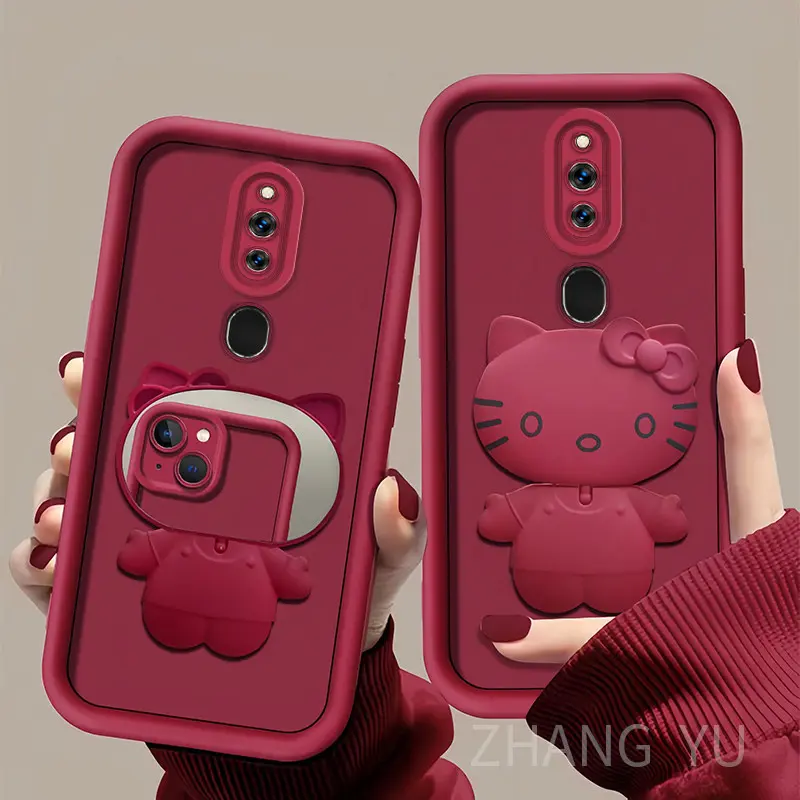 Ốp Điện Thoại Oppo F11 Pro Và F11, Ốp Điện Thoại TPU Mới, Thích Hợp Cho Giá Chân Đế Hình Mèo Dễ Thương, Có Nắp Ống Kính Toàn Bộ, Ốp Mềm 0